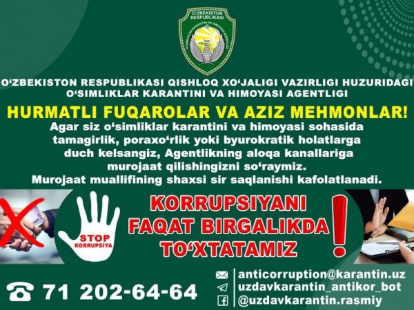 Korrupsiyani faqat birgalikda to'xtatamiz